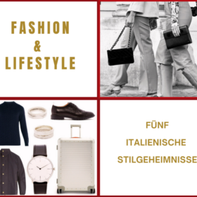 Kollage von Kleidung und Accessoires, um Fashion und Lifestyle aus Italien anzudeuten