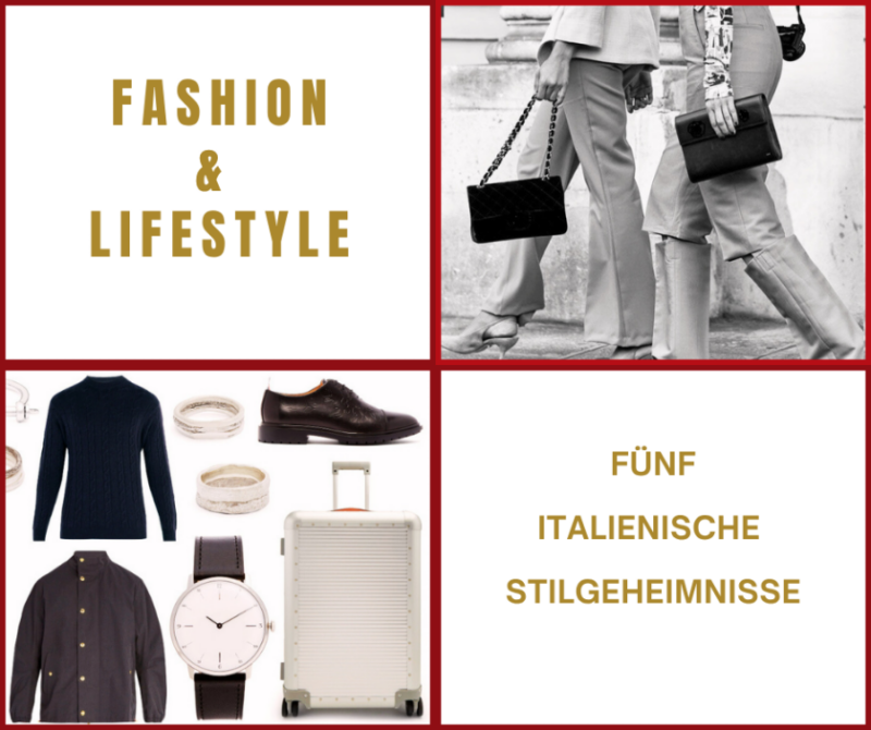 Kollage von Kleidung und Accessoires, um Fashion und Lifestyle aus Italien anzudeuten
