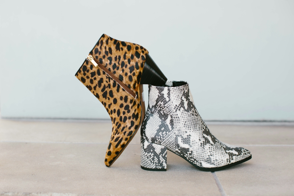 Stiefeletten mit Leo- & Schlangen-Printmuster