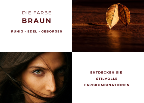 Kollage einer Frau mit dunklen Haaren, Beitragstexten und herbstlicher Bl&auml;tter.